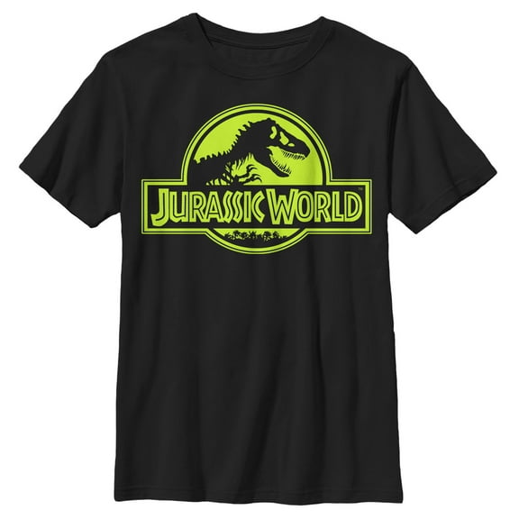 Boy's Jurassic World Retro T. Rex Logo  Graphic Tee Black Small
