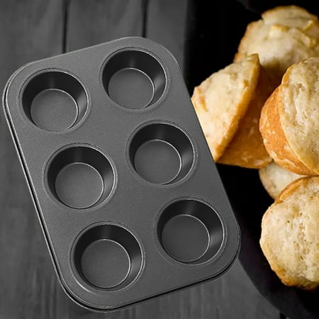 

6 and 12 Holes Non-Stick Round Cupcake Mold Pan Muffin Tray Carbon Steel Baking Pan Pudding Bakeware Biscuit Pan A