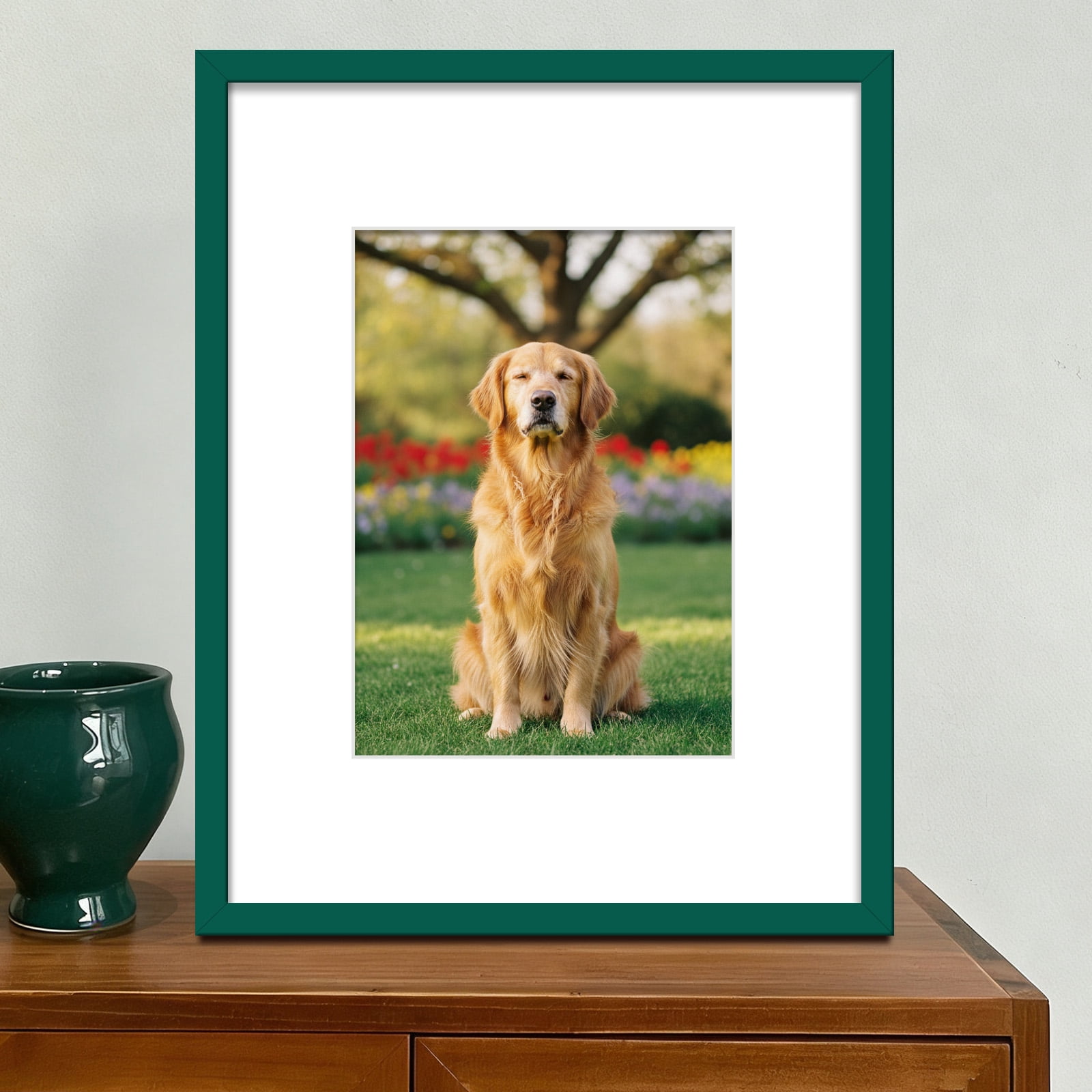 Kuxerla 2 Pack 8x10 Picture Frame Holds 5x7 Picture with Mat or 8x10 Picture without Mat,With Clear Acrylic Front and MDF Back Panel,Green