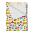 thumbnail image 2 of Cartoon Soft Flannel Fleece Throw Blanket, Clouds Balloon Airplane and Rocket Nursery Air Travel Themed Illustration, Cozy Plush for Indoor and Outdoor Use, 50" x 70", Multicolor, by Ambesonne, 2 of 5