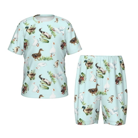 Giroia Duck Animals Farm for Short-Sleeved Summer Pajama Set for Girls and Boys  Kid Pajama Set-4X-Large