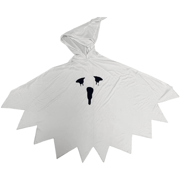 Jiibva Adult Women White Ghost Costume Cape Poncho Spooky Halloween Cosplay Outfit One Size