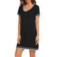thumbnail image 1 of New Femmes Col Rond Couleur Contraste Coutures Lâches Manches Courtes Robe de Maison Porter Ajustement Mini Robe Correspondant à la Robe de Nuit, 1 of 2
