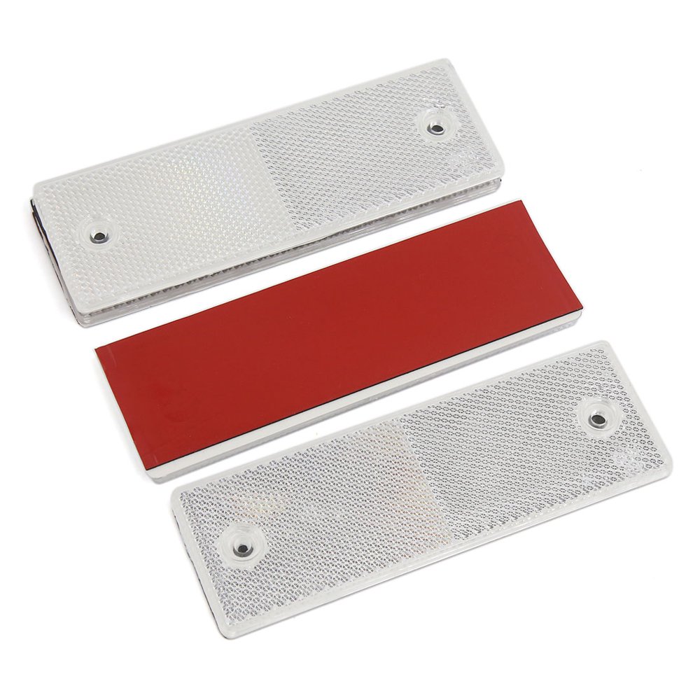 Reflector Warning Plate w Mounting Holes Rectangle Stickon Safety 4PCS