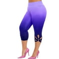 thumbnail image 2 of Deals under 10.00 LYXSSBYX Womens Plus Size Capris Clearance Fashion Women Plus Size Solid Hollow Elastic Waist Casual Leggings Pants, 2 of 7