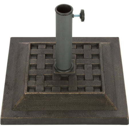 Trademark Innovations Square Resin Umbrella Base, 17.3" x 17.3", Gray Finish