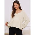 thumbnail image 6 of DARING DIVA Women's Maternity Empire Waist Babydoll Lantern Sleeve Blouse S Beige, 6 of 8