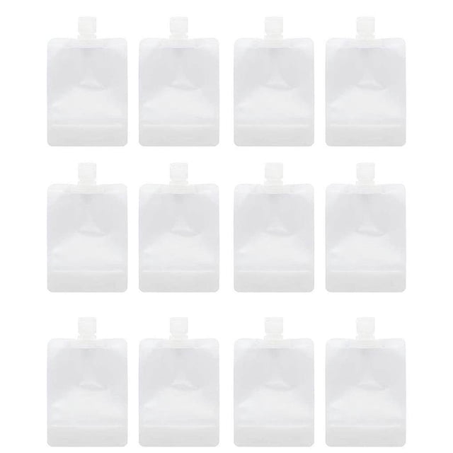 Qarigey Bolsas de embalaje de 12 piezas, bolsa de pie pequeña reutilizable recargable, bolsa de subembalaje comprimible de 30/50/100ml, viaje Maquillaje Facial Tipo 1