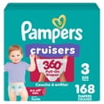 thumbnail image 1 of Pampers Cruisers Couches-Culottes 360 à Enfiler, Taille 3 (16-28 lbs), Couche à l'Épreuve des Bébés, jusqu'à 100 % Anti-Fuites, 1 of 22