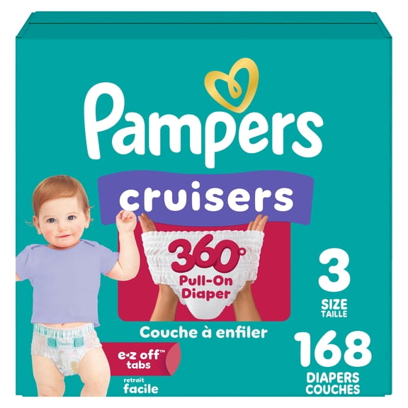 Pampers Cruisers 360 Pull-On Diapers, Size 3 (16-28 lbs), Babyproof up to 100% leakproof diaper