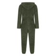 thumbnail image 5 of UJNDER Women's Fuzzy Hoodie Jumpsuit Pajamas Long Sleeve Romper Warm Winter Pajamas for Women Army Green XXL, 5 of 5