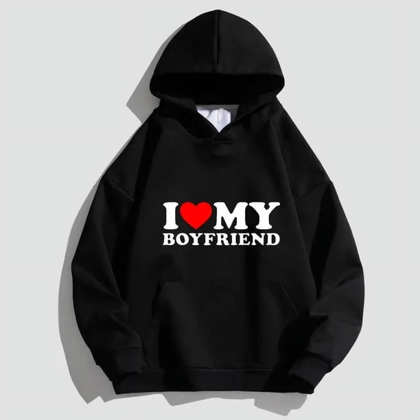 I LOVE MY GIRLFRIEND Sudadera con capucha unisex con estampado Y2K para mujer/hombre Sudaderas con capucha Sudaderas con capucha sólidas Jerséis Tops