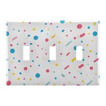 Yayeee Toggle Light Switch Wall Plate 3-Gang 6.37"x4.48" Decorative Outlet Cover, White Retro Pattern