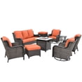 thumbnail image 3 of Ovios 9 Pieces Outdoor Patio Furniture with 30 Inch Fire Pit Table CSA Approved Grey Wicker Conversation Set with 360 Degree Swivel Rocking Chair, Metal, 3 of 8