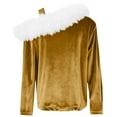 thumbnail image 7 of Girls' Velour Off Shoulder Blouse Top Christmas Festive Furry Collar Long Sleeve Shirt Autumn & Winter Top (4-14 Years), 7 of 7