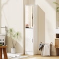 thumbnail image 2 of kleankin Armoire de Rangement Haute avec Miroir pour Petits Espaces Blanc, 2 of 10