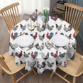 thumbnail image 3 of White Chicken Folk Pattern Round Tablecloth 60"x60",Wrinkle Wipeable Table Cloth for Kitchen Dining Room Picnic Patio Party, 3 of 6