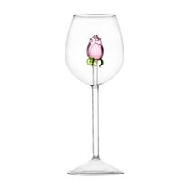 PEIBang Christmas Rose Wine Glasses,Creative Drinking Goblet with Rose Inside,Stemmed Fancy Wine Glasses,Classic Beverage Cup for Wedding,Party,Bar