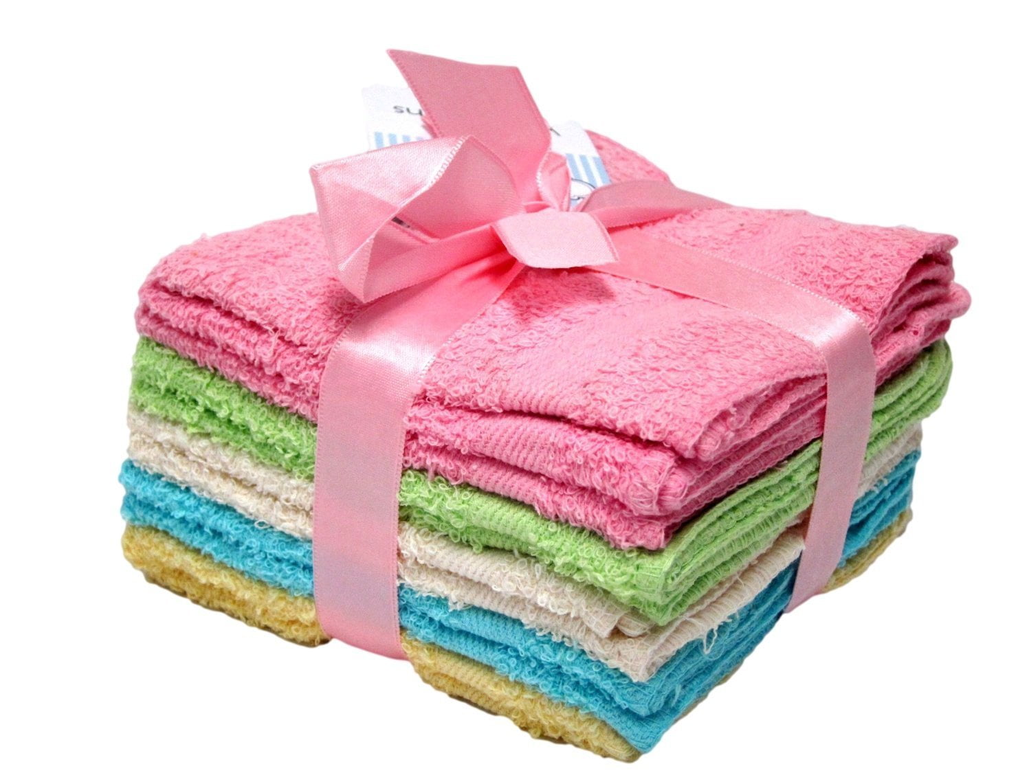 DELUXE 100% Cotton WASHCLOTHS, 8pc Set, Colors may Vary