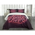 thumbnail image 3 of Ambesonne Live Laugh Love Quilted Bedspread Set 3 Pcs, Vibrant Circle, King Size, Coral Plum White, 3 of 5