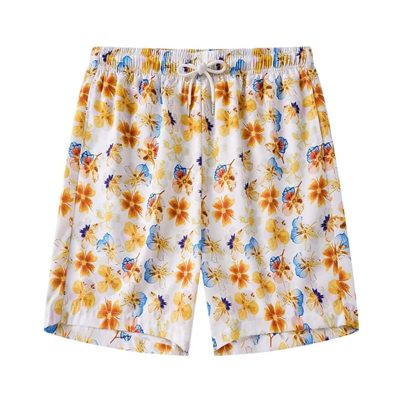FAWUUDO Sports Shorts for Men Adjustable Waist Drawstring Loose Fashionable Print Shorts Beach Running Straight Shorts S B-Multicolor