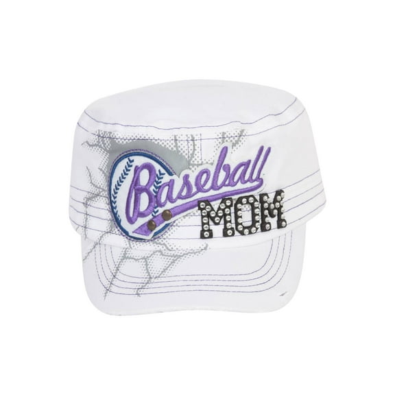 Top Headwear Baseball Mom Distressed Adjustable Cadet Cap - White