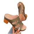thumbnail image 4 of ShiShine Womens Casual Summer Low Block Heel Mule Sandals Open Toe Multi Strap Embossed Shoes, 4 of 5