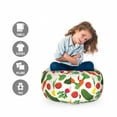 thumbnail image 2 of Vegetable Storage Toy Bag Chair, Vegetarian Cartoon Arrangement Pickle Onion and Tomatoes on Off White Backdrop, Stuffed Animal Organizer Washable Bag, Large Size, Multicolor, by Ambesonne, 2 of 3