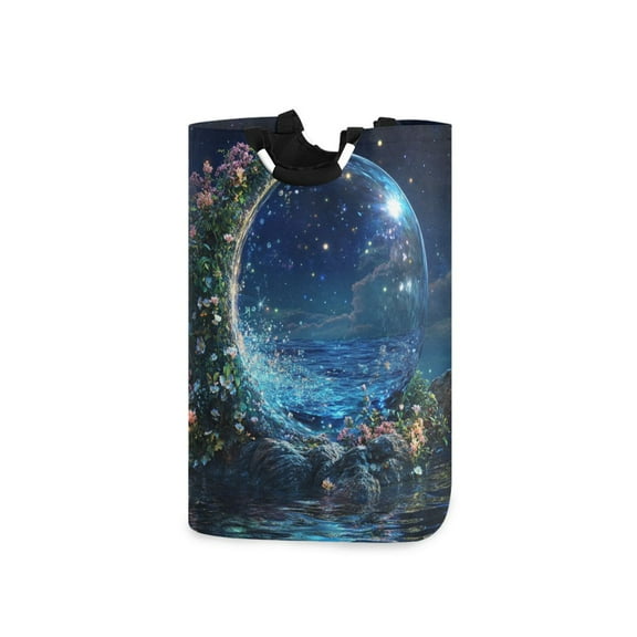 Yayeee Freestanding Laundry Hamper with Handle Collapsible Large Storage Basket for Clothes, Floral Occean