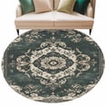 thumbnail image 2 of 8ft Round Rug, Green Boho Non-Skid Rubber Backing Large Area Rugs - Living Room Bedroom Home Office, Vintage Southwestern Geometric Abstract Indoor Floor Mat Carpets Washable Rug, 2 of 9