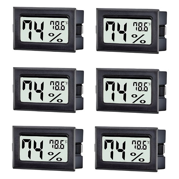 GJX 6-Pack Mini Digital Thermometer Hygrometer Temperature Humidity Gauge Meter Indoor Thermometer with Humidity Reading