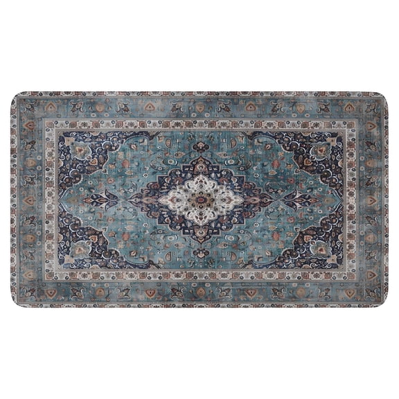 Bohemian Blue Patterned Carpet Door Mat Welcome Door Mat for Front Door, Home Entrance, Yard, Floor, Patio, Non Slip Spring Summer Welcome Mat Indoor Outdoor Doormat 30"*17"
