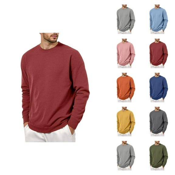 Basic Sweatshirts for Men 2025 Fall Winter Long Sleeve Crewneck Casual Loose Plain Sweatshirt Pullover Tops