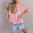thumbnail image 7 of FRSASU Button Down Shirt Girls Cotton Short Sleeve Blouses Collared Casual Summer Beach Striped Short Sleeve Tops Red-A, 7 of 7
