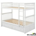 thumbnail image 4 of Bellemave Twin Over Twin Bunk Bed with 2 Storage Drawers,Wooden Bunk Bed Frame with Guardrails for Bedroom, Can be Convertible into 2 Beds (White), 4 of 16