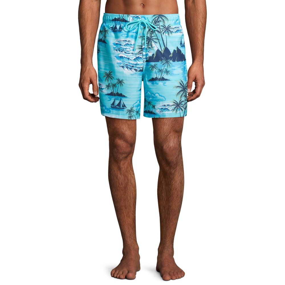 Men's and Big Men's 6" Novelty Swim Trunk with Tropical