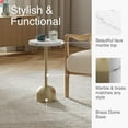 thumbnail image 5 of Round Metal Drink Table with Faux Marble Top, Brass Pole & Dome Base – Modern Small Pedestal Side Table for Living Room, Bedroom, or Office – Easy Assembly, Scratch-Resistant Base, 5 of 6