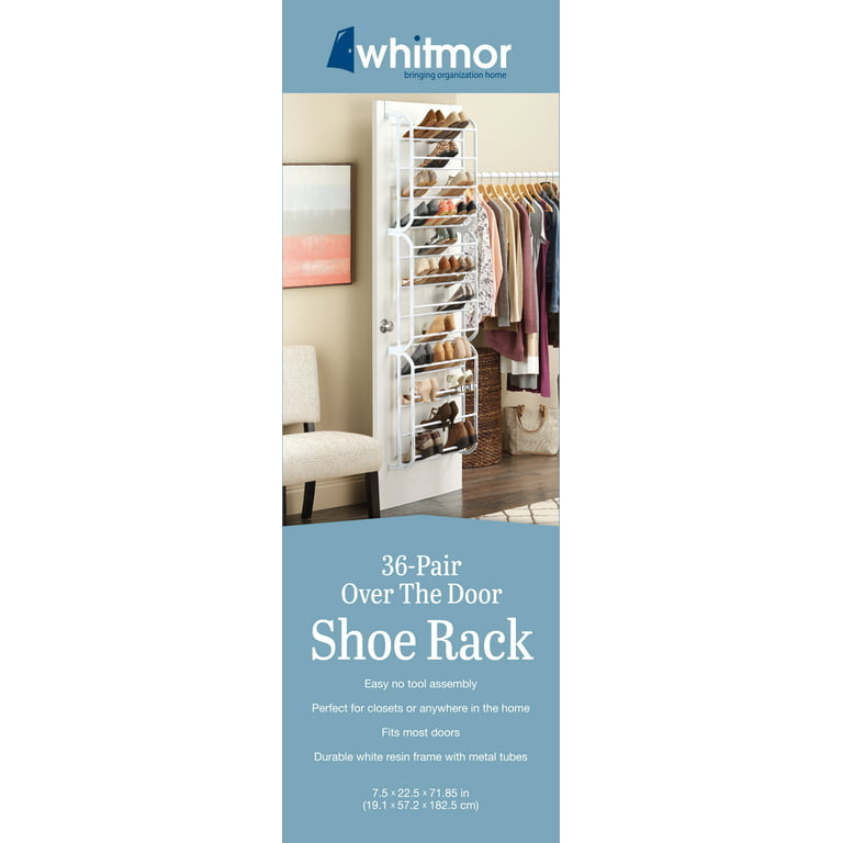 Simplify 71-in H 12 Tier 36 Pair White Metal Over-the-door Shoe Organizer  in the Shoe Storage department at