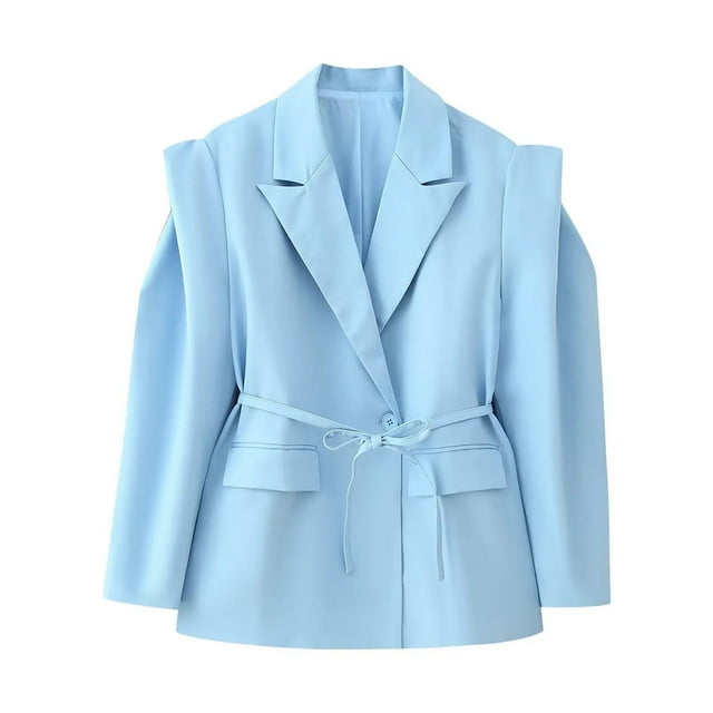 Tranfacy Vestes pour Femmes, Blazer pour Femmes, Veste de Costume Décontractée à Taille Cintrée à Larges Épaules pour Femmes
