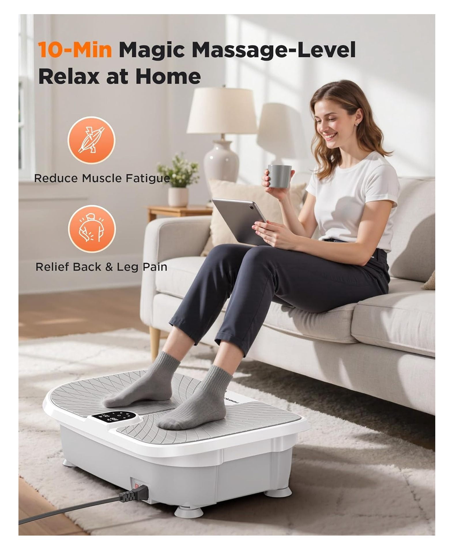 Vibration Plate Exercise Machine, 400 LBS Capacity Vibration Plate for Lymphatic Drainage, Max Space for Whole-Body Workout & Relaxation at Home