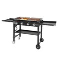 thumbnail image 3 of Tcbosik 4-Burner Foldable Flat Top Gas Grill, 52000-BTU Propane Fueled Professional Outdoor Griddle, Backyard Cooking Gas Stove with Side Rack, Black, 3 of 12