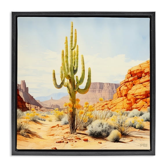 Stupell Industries Rustic Lodge Desert Canyon Mesa Black Floating Frame Canvas Art, 18 x 18, by RB