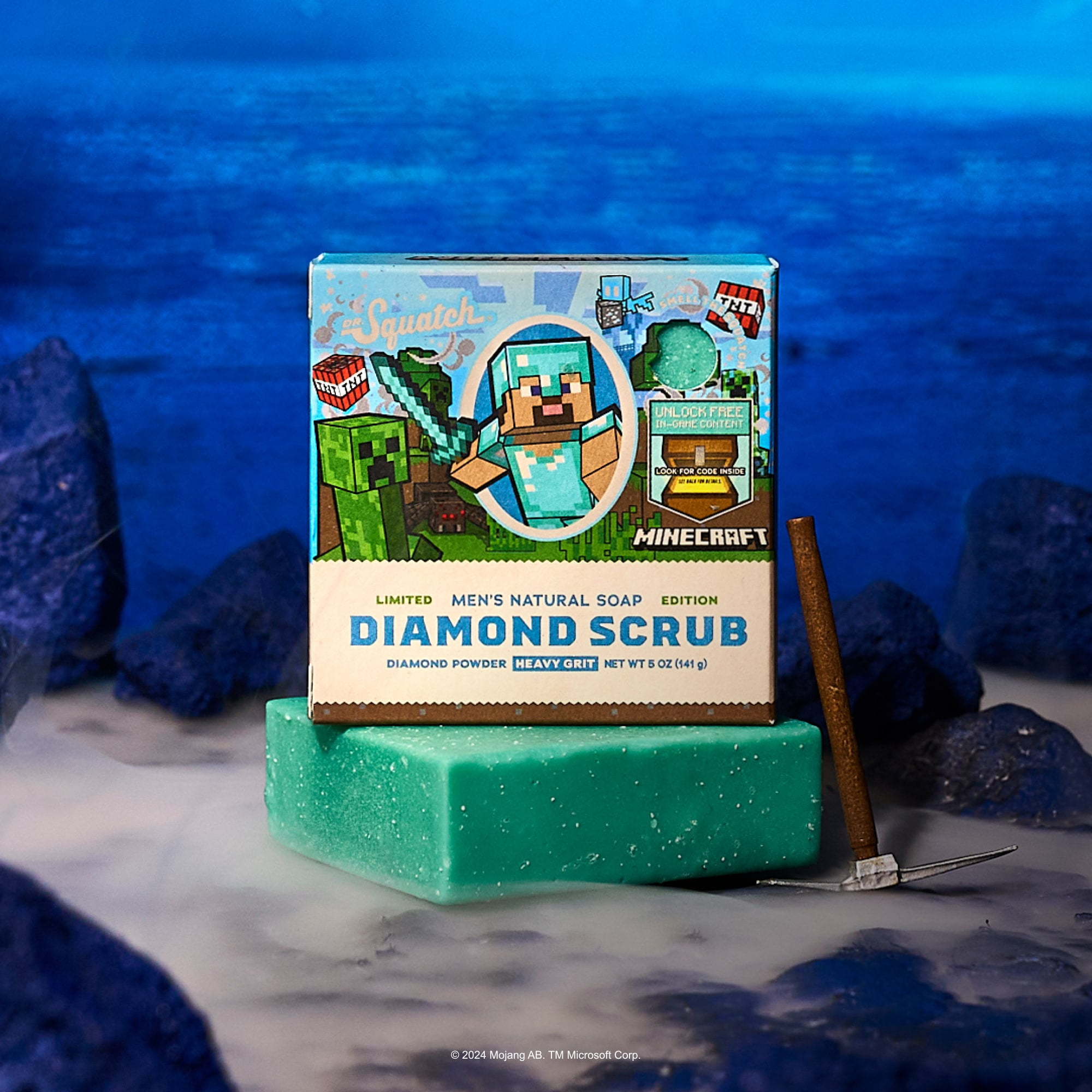 Dr. Squatch x Minecraft Diamond Scrub Bar Soap for Men Limited