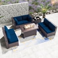 thumbnail image 7 of Kullavik 8 Pieces Outdoor Furniture Set with 43" Gas Propane Fire Pit Table PE Wicker Rattan Sectional Sofa Patio Conversation Sets,Navy Blue, 7 of 7