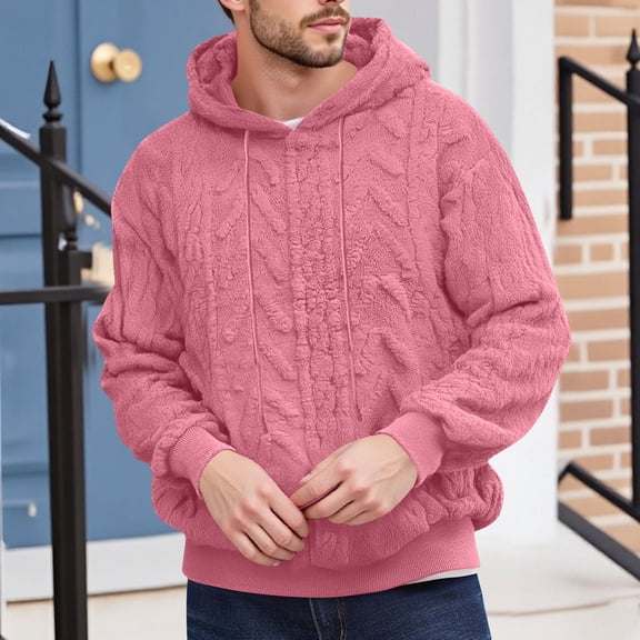 BLCHUNen Hoodies for Men Fleece Fuzzy Pullover Loose Sweatshirts Casual Fashion Warm Outdoor Long Sleeve Winter Tops