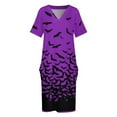 thumbnail image 3 of Vestido largo holgado con bolsillos para mujer traje de graduación color morado, 3 of 6