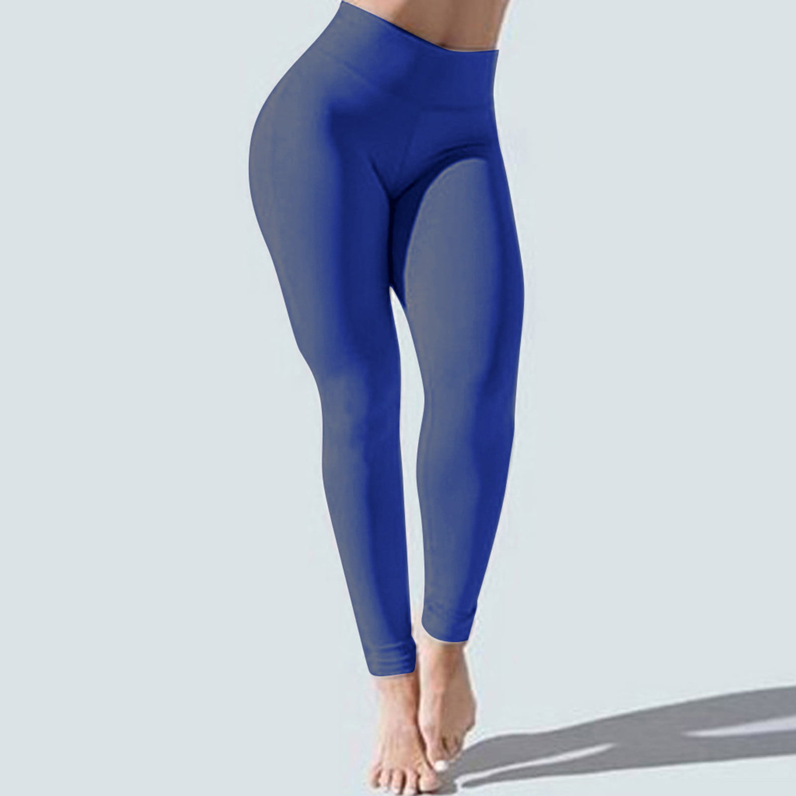  Workout Leggings Women's High Waist Butt-Lifting Stretch Slim  Yoga Pants Solid Casual Sports Running Tights,Blue,S : Clothing, Shoes &  Jewelry