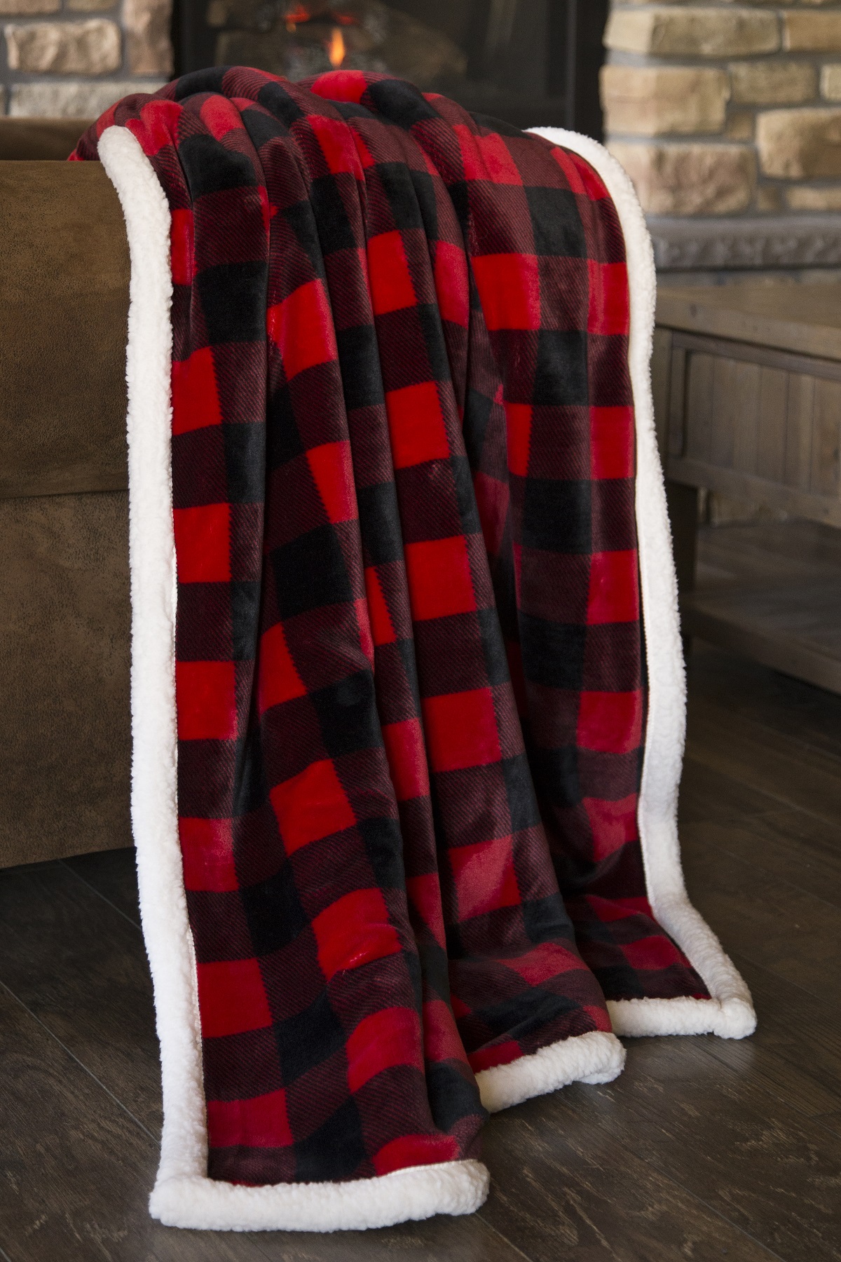 Carstens Lumberjack Red Plaid Plush Throw Blanket ...