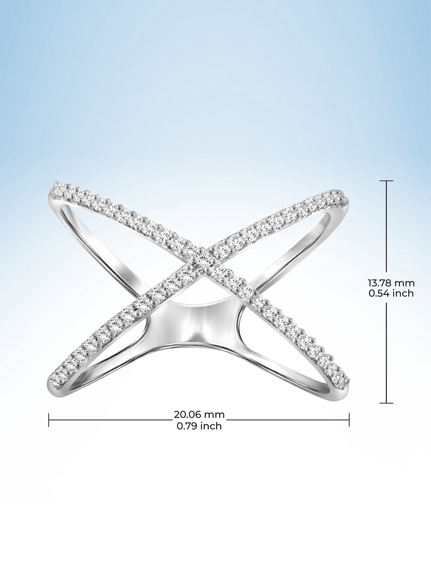 JewelersClub Sterling Silver Criss Cross Ring – 1/7 Carat White Diamond Ring with .925 Sterling Silver X Ring – Real Diamond Criscross Ring with Hypoallergenic Sterling Silver Ring Band