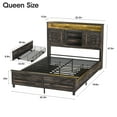 thumbnail image 7 of Vabches Farmhouse Queen Size Bed Frame with 4 Drawers and Bookcase Headboard,Sliding Barn Door Platform Bed with LED Light & Power Outlets, Dark Rustic Oak, 7 of 7